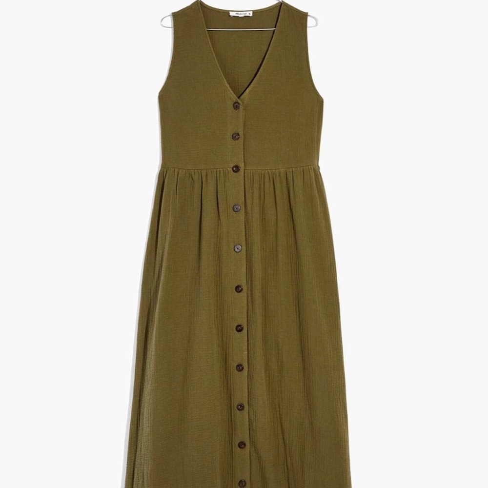 Madewell lightspun cotton button-front tank midi dress